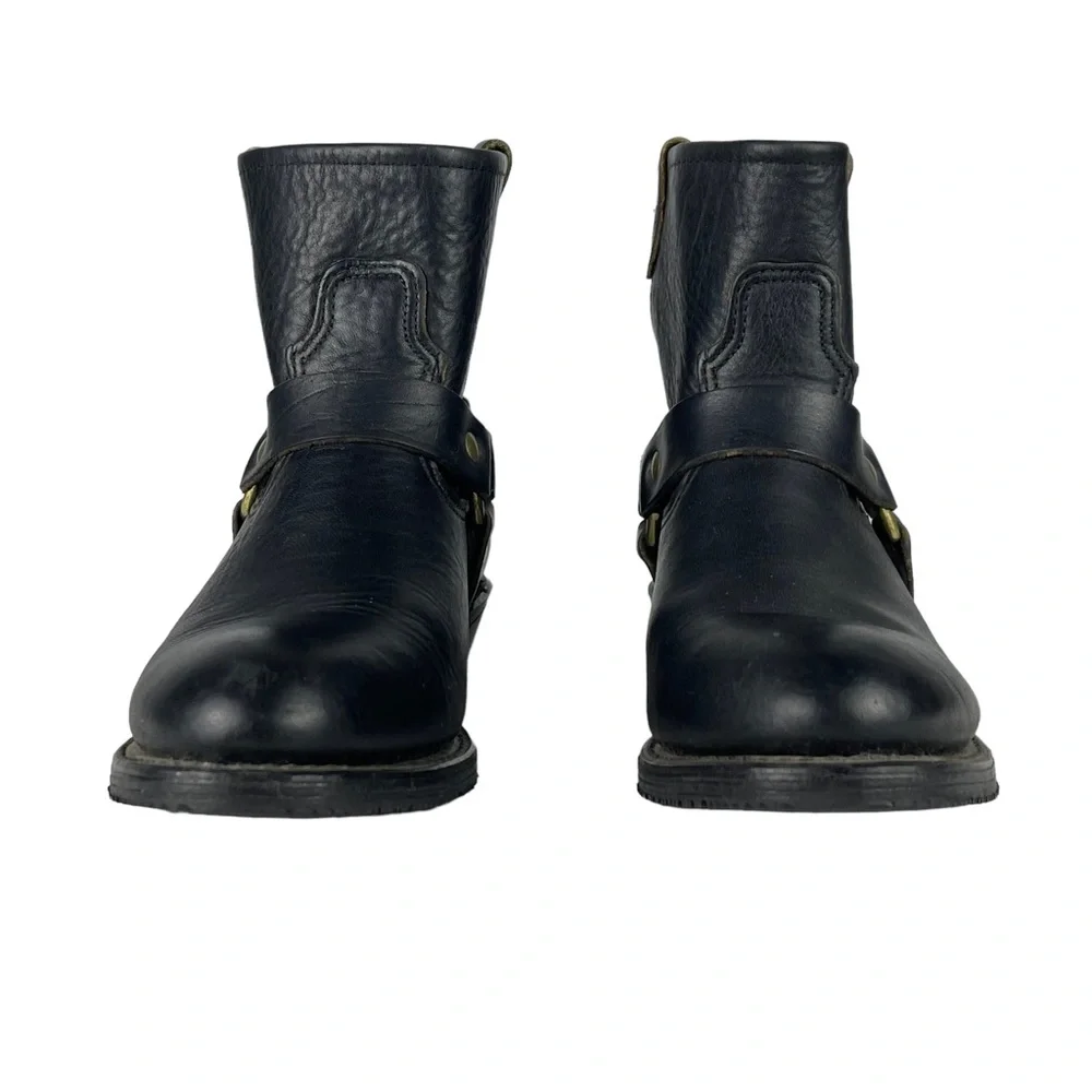 DOUBLE H BOOT CO. LADIES HARNESS 5026 ALMOND TOE SHORT LEATHER MOTORCYCLE BOOTS - Picture 6 of 14